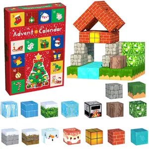 Advent Calendar Christmas Countdown, Magnetic Building Blocks Toy, Surprise Unboxing Box, Creative Puzzle Toy, Perfect for Birthdays and Holidays