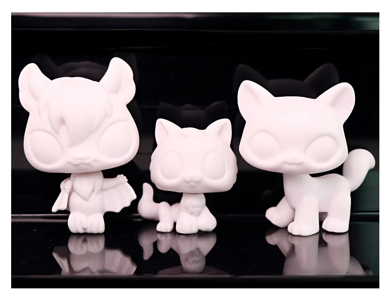 3 Pcs Mini Blank Character Toy Animals Paint Set with PVC Bases - Unisex Micro-Scale Model Art Supply for 3-12 Years, Children Development Tool, Best Gift for Kids