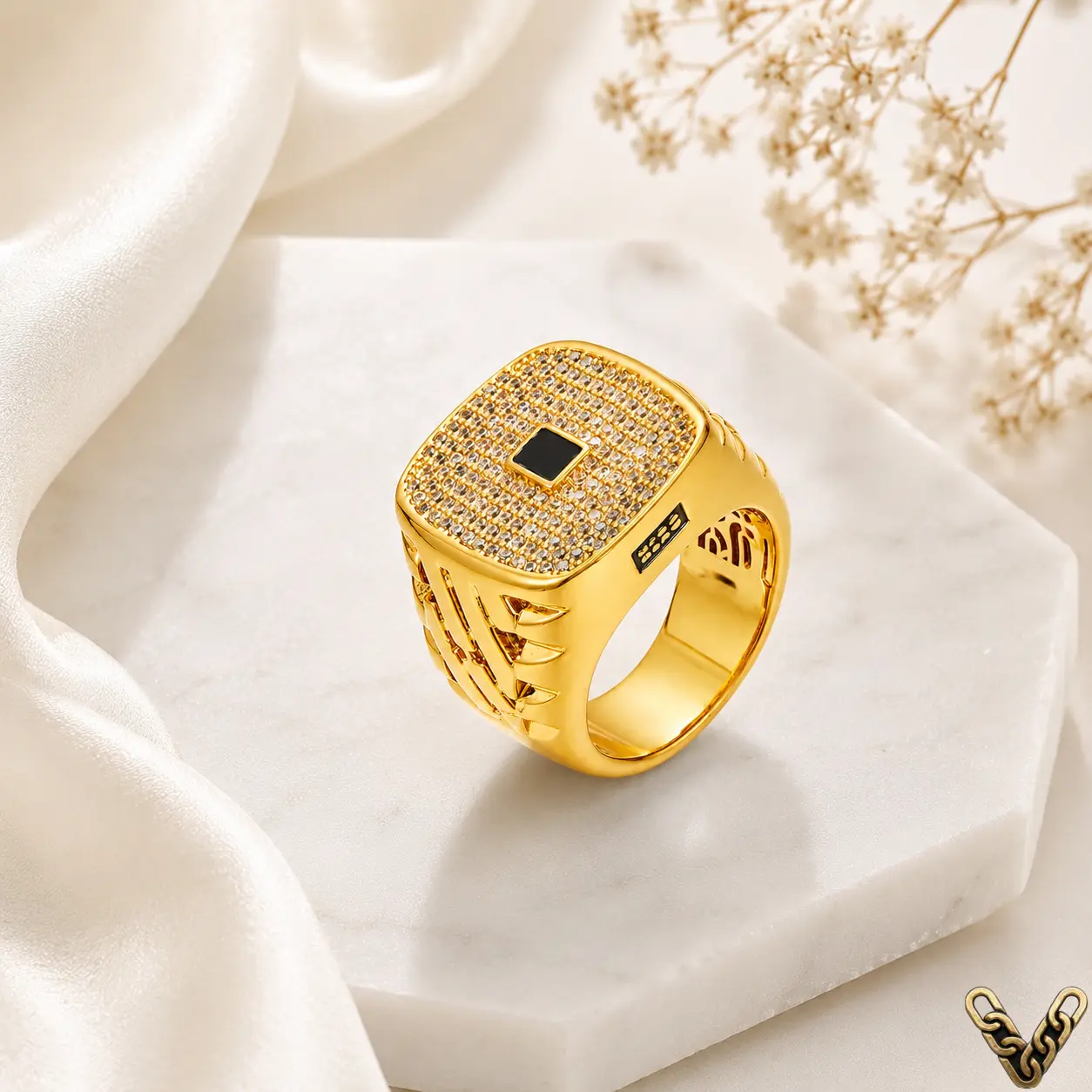 Lynvar Vault unisex eternity ring, 14K gold plated, stackable cubic zirconia band, delicate vintage streetwear bling jewelry for women and men Beautiful Rings Class Rings