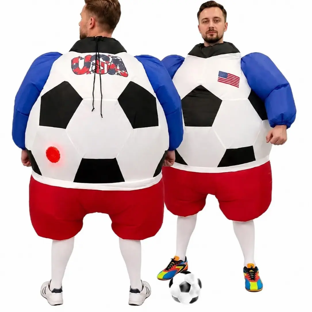Inflatable Soccer Ball Costume for Adults, Funny Party Costume with Free Knee High Soccer Socks, Giant Inflatable Outfit for Game Day, Festivals, Parades and Celebrations Festive