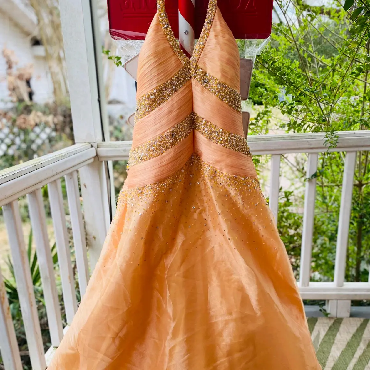 LOVELY Peach PROM/WEDDING/COCKTAIL Maxi Dress