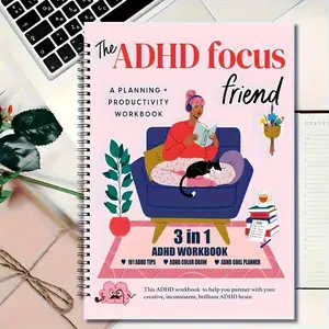 3 in 1 ADHD Workbook, 1 Count Planning & Productivity Planner, Creative Coloring Pages, Goal-Setting Plans, Practical Gift for Friends with ADHD
