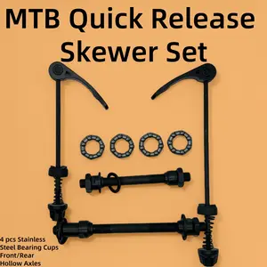 1 Set Quick Release Bike Skewer Set - Portable & Heavy-Duty & Black | Hollow Axles & Stainless Bearings | Universal Fit for MTB/Road/Folding Bikes | Weight-Optimized, Tool-Free Upgrade | Ideal for Cycling Maintenance | DIY Gift Idea | Outdoor Essentials