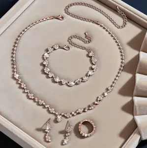 Elegant Women's Jewelry Set, Includes Necklace Earrings & Bracelet, Perfect for Engagements, Weddings & Parties