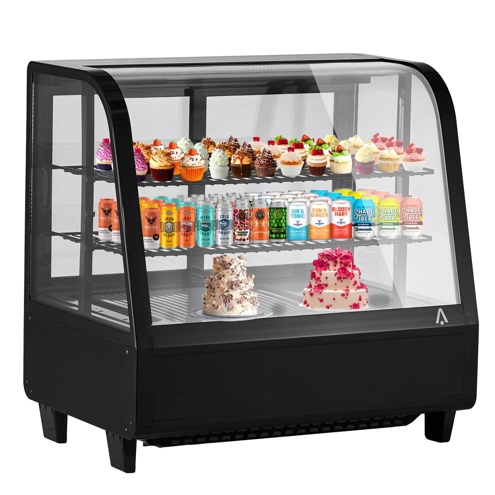 【GARVEE】100L/3.6 Cu.Ft Commercial Cake Display Refrigerator, Single-Door Fridge with LED Lighting, Floor Refrigerator for Home Store Office