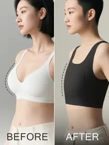 Women's Seamless Shapewear Bra, Soft Elastic Elegant Casual, Large Chest Look Small, One-Piece Tank Top, Wide Shoulder Straps