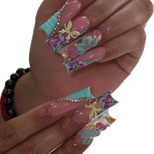 Trending Y2K Sweet & Cool Gradient Flowing Water Acrylic Press-on Nails |   Handmade Crystal Nails Decorations, Reusable Handmade Wearable Armor, Persistent for Live Shooting, Nails Gel X, Set Acrylics Nail, Acrylics Nail Nail, Handmade Press Nails, Nail