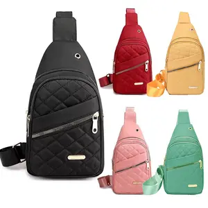 Solid Color Quilted Design Fanny Pack, Casual Large Capacity Zipper Chest Belt Chest bag with Matching Multiple Pockets for Daily Use, Mother's Day Gifts