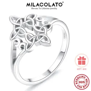 MILACOLATO 925 Sterling Silver Celtic Knot Ring for Women Eternity Wedding Band Good Luck Promise Engagement Ring Jewelry Size 5-9