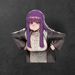 Cute fERN Waifu Sticker – Adorable Tsundere Sister with Pancake Love, Anime Decal For Laptop Phone Car