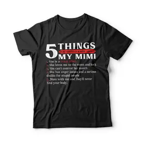 5 Things You Should Know About My Mimi T-Shirt Mother's Day T-Shirt Breathable Casual Crewneck Graphic Peak Design