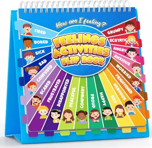 KIDGENIUS Feelings Wheel Emotions Book for Kids - 20 Emotions & 10 Scenes Chart - Social Emotional Regulation Tool - Autism & ADHD Friendly - Preschool Classroom Resource