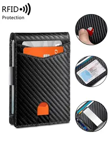 Men's Slim Wallet for Front Pocket, RFID Blocking Card Holder with 11 Slots, Carbon Fiber Rfid Blocking Wallets for Casual Use, Credit Card Organizer