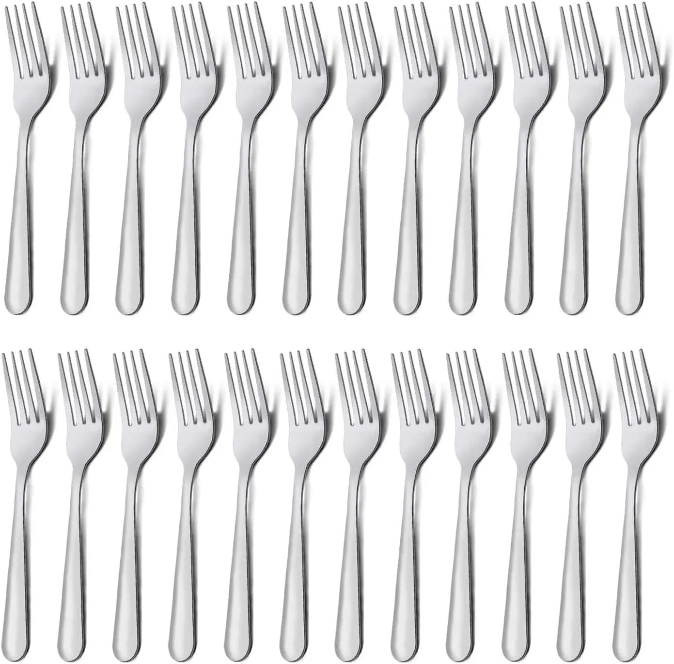 Set of 24 Silver Stainless Steel Dinner Forks