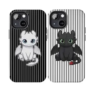 Custom Toothless & Light Fury Couple Matching Dragon Movie Fan Art Smartphone Case, Heavy-Duty Polycarbonate Rubber Shockproof Protector Accessories for iPhone 17 Pro Max,16,15,14,13,12,11