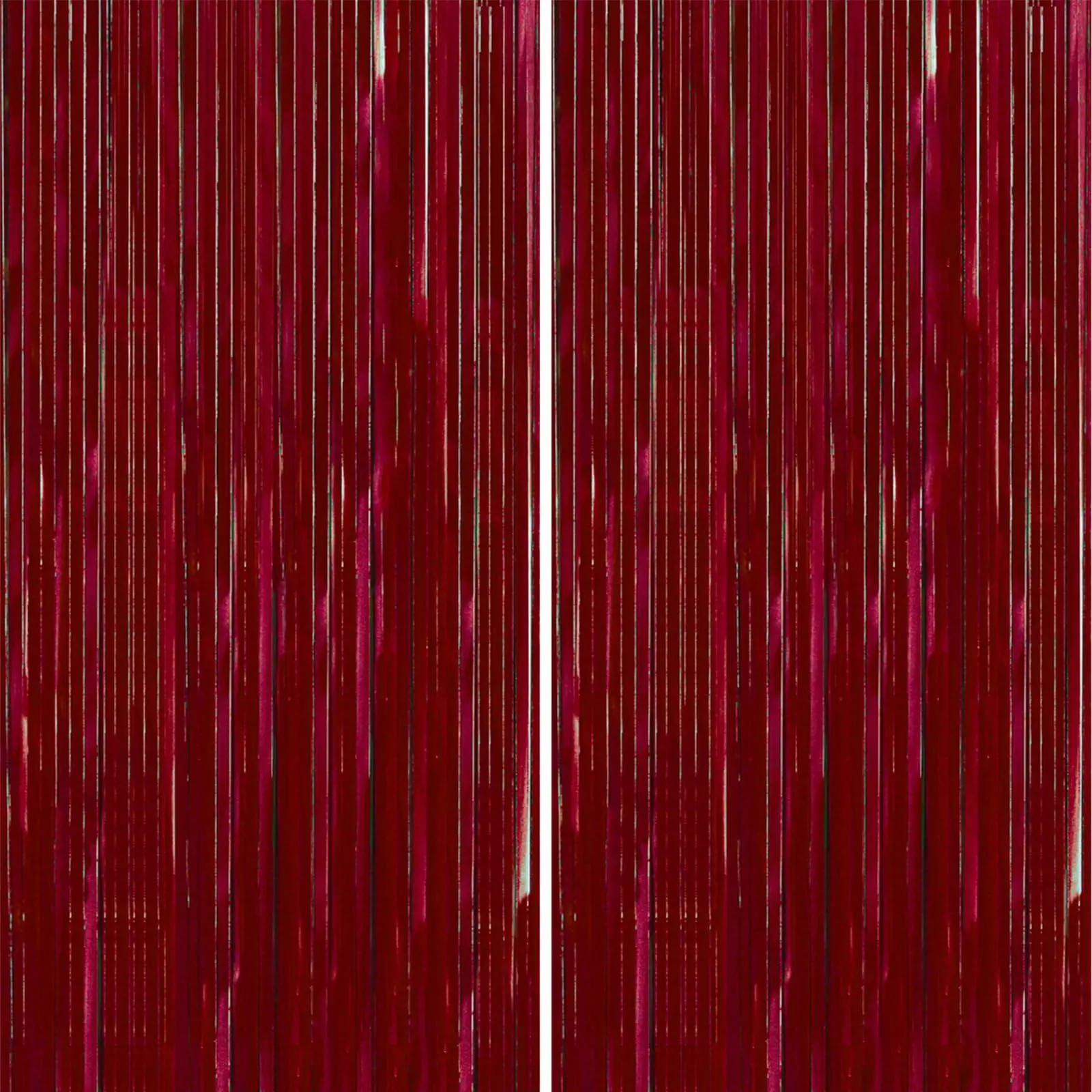 PartyWoo Red Foil Fringe Tinsel Streamers 2pcs 8.2FT Backdrop Curtain | Red Tinsel Streamers Backdrop for Birthday Graduation Bachelorette Citizenship Strawberry Casino Party Decorations