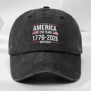Patriotic 250th Anniversary Baseball Cap - Adjustable Snapback, Lightweight & Breathable Polyester, Black with Red, White & Blue American Flag Design, Perfect for Outdoor Travel, Camping & Casual Wear, Camping Accessories, America Flag, Hat For Men