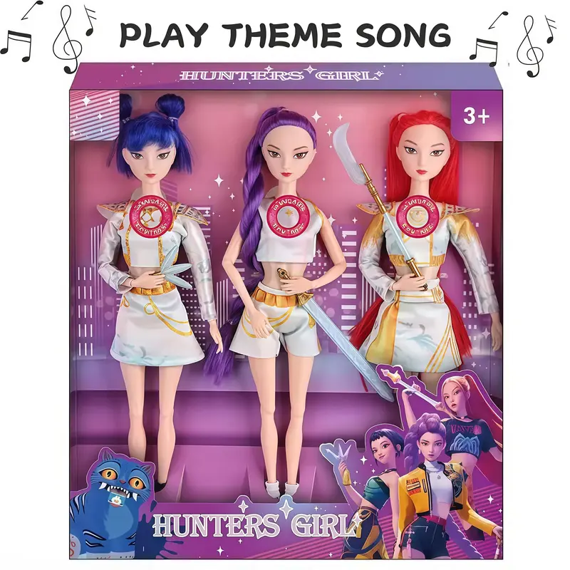 [Play Theme Song] New K-POP Anime Action Figure Dolls Set | 11.5 inches 12 Joint Movable Anime | Anime Inspired Dolls | Gift for Kids & Desk Display