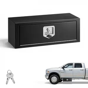 【Summervibes】VEVOR Underbody Truck Tool Box, 27 x 10 x 10 Inch Heavy Duty Steel Trailer Storage Box with Lock & Keys, Waterproof Trailer Storage Organizer Under Body Chest with T-Handle for Truck, Van, SUV, Black