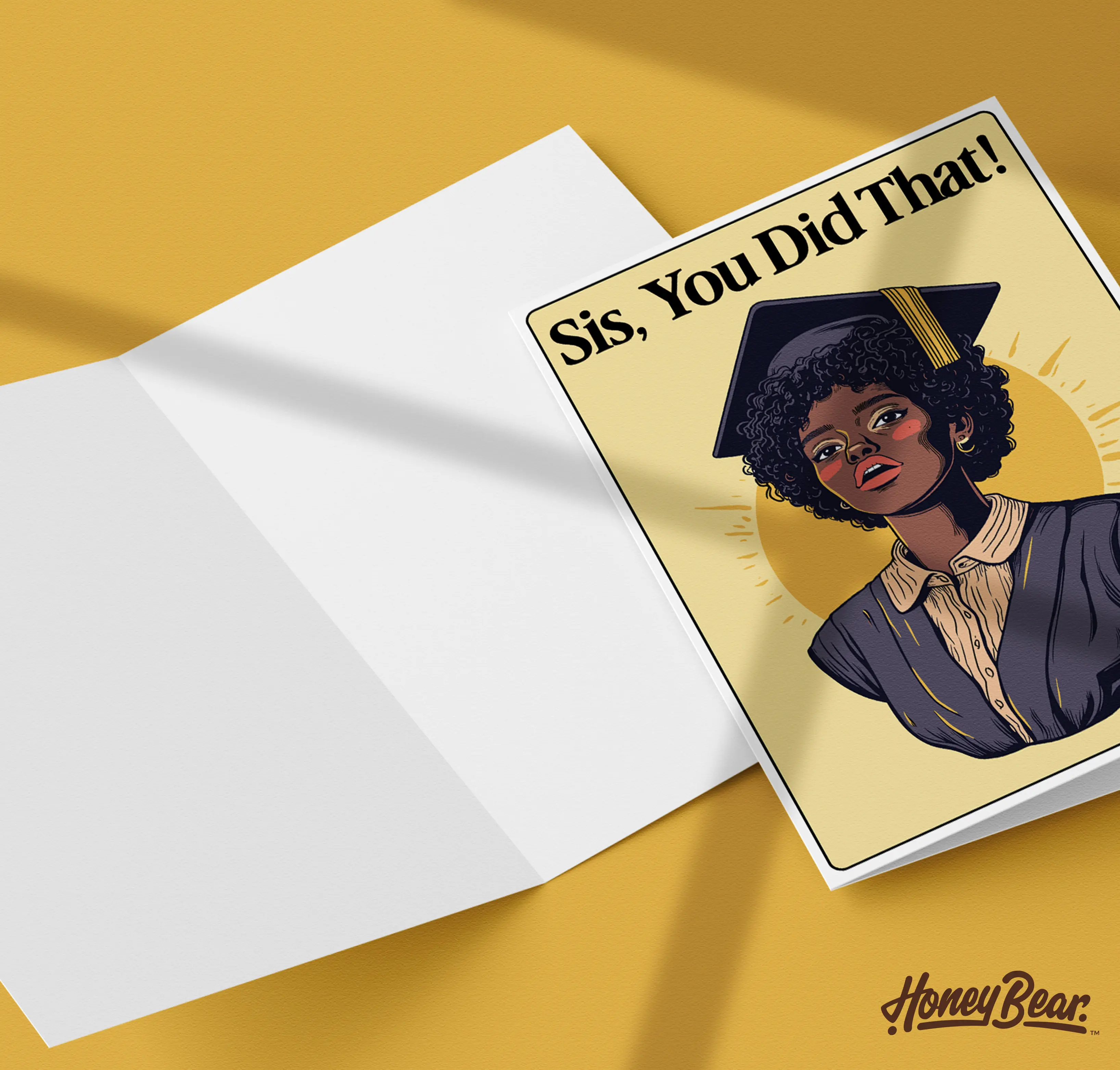 'Sis You Did That' Graduation Greeting Card - Black Excellence Drawn Matte Card with Envelope
