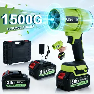 Cheetah 21Vmax Cordless Air Blower - 3.0AH 2 Batteries 1500G Thrust| For Yard Cleanup, Workshop Dusting & DIY Projects (1 Charger + Plastic Toolbox Kit)