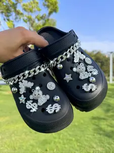 18 Piece Silver Color Bear Money Butterfly Rhinestone Chain Shoe Decoration DIY Accessory, Fun Multifunctional Personalized Footwear