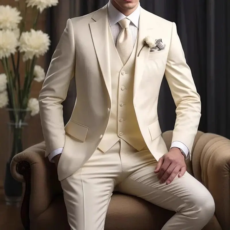 Slim Fit Double Breasted Suit Set New Summer Men's Banquet Suits Sets Business Party Party Suits