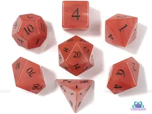 Watermelon Glass | Real Gemstone Dice Set (7) | Dungeons and Dragons (DnD) | Tabletop RPG Gaming