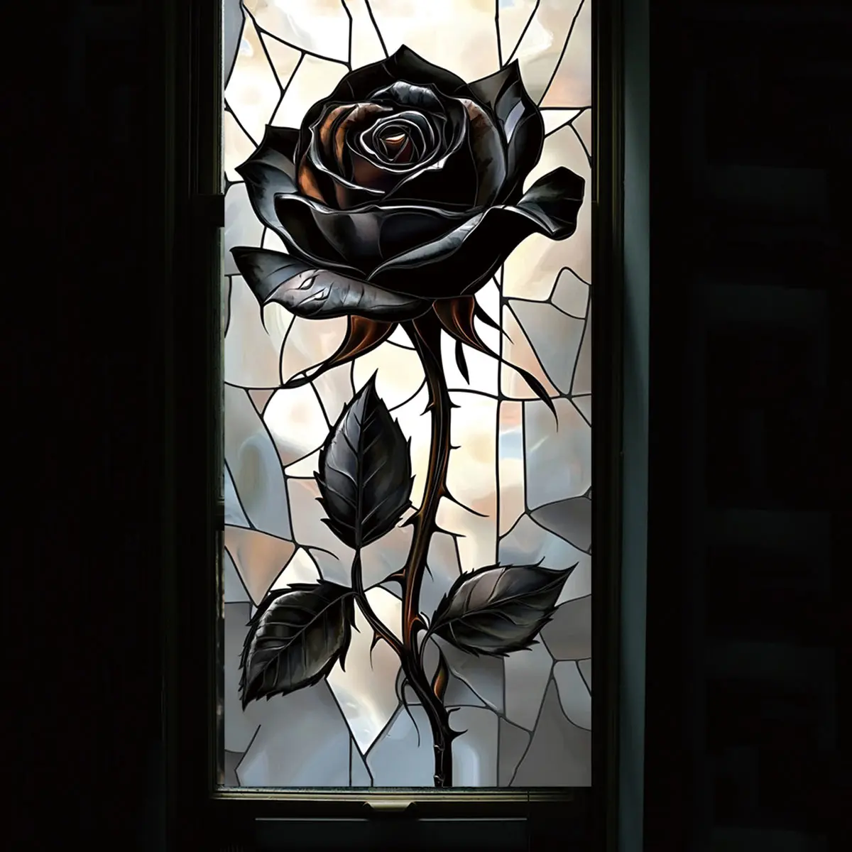 Static Adsorbing Rose Decoration Sticker for Windows, 45x100cm Wall Decor for Living Room & Bedroom, Perfect Halloween Home Accent, Decorative Wall Sticker, Window Decals, Window Decorations Supplies