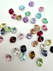 Luxe 10mm Cushion Shape Foiled Pointed Back Rhinestones for Nails Arts and DIY