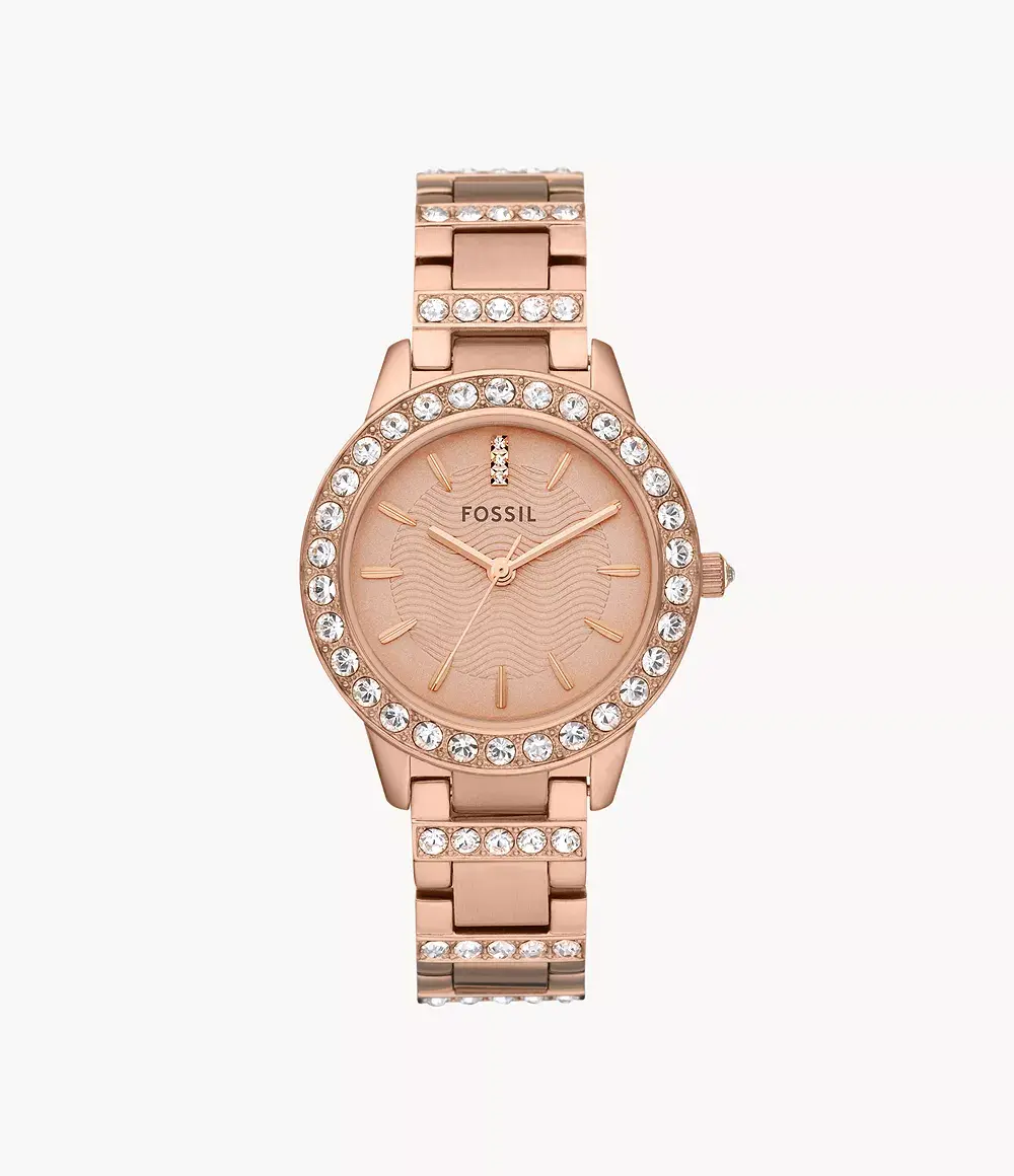 Fossil Jesse Women's Three-Hand Day-Date, Rose Gold-Tone Stainless Steel Watch