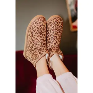 Leopard Print Fur Mini Ankle Boots