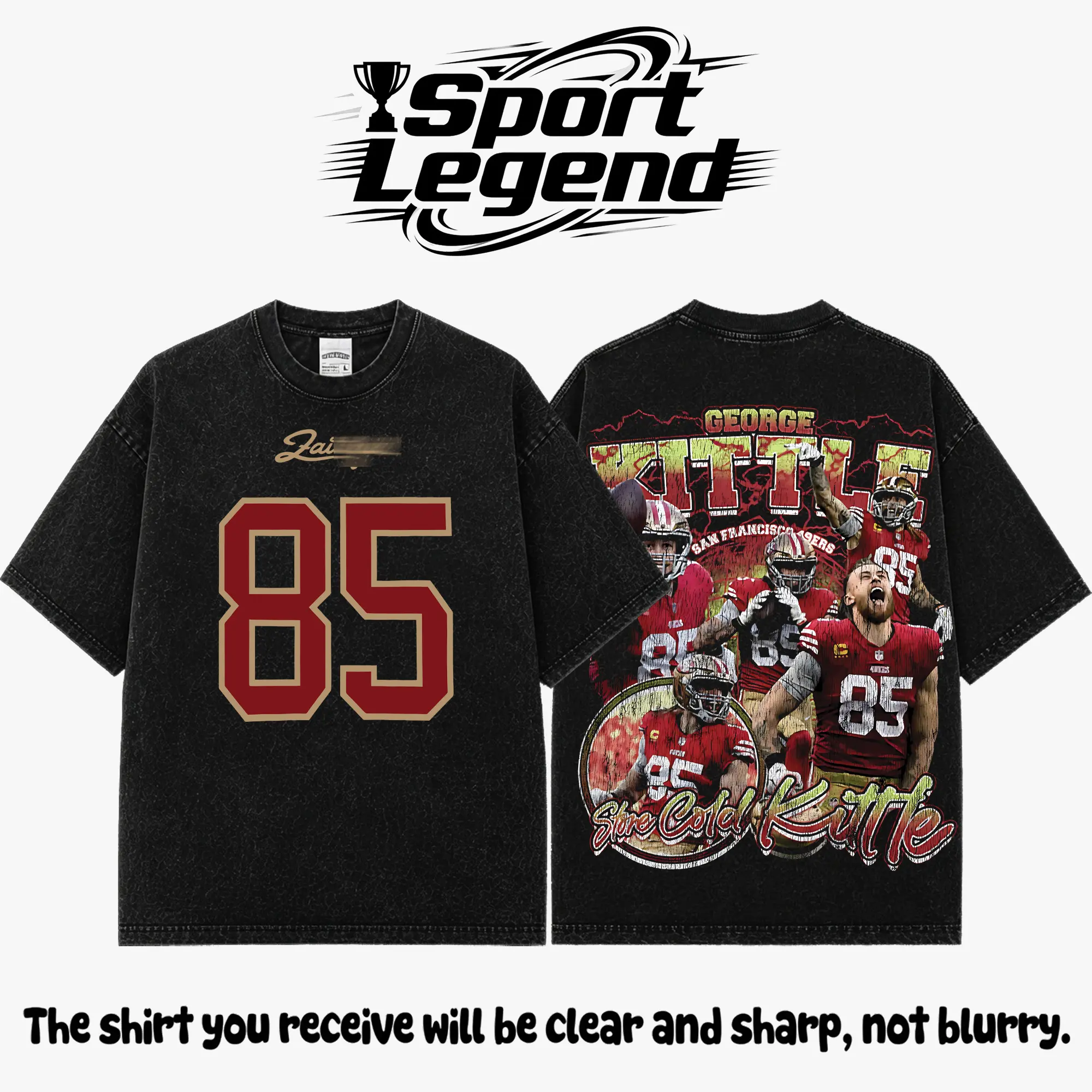 49ers Faithful Fit George Kittle #85 Premium Acid Washed Cotton T-Shirt, Heavyweight Vintage Graphic Tee, Oversized Washed Football Shirt, Niner Gang Fan Apparel, Distressed Streetwear, Game Day Outfit, Unisex Football Graphic Tee, Gift for Football Fans
