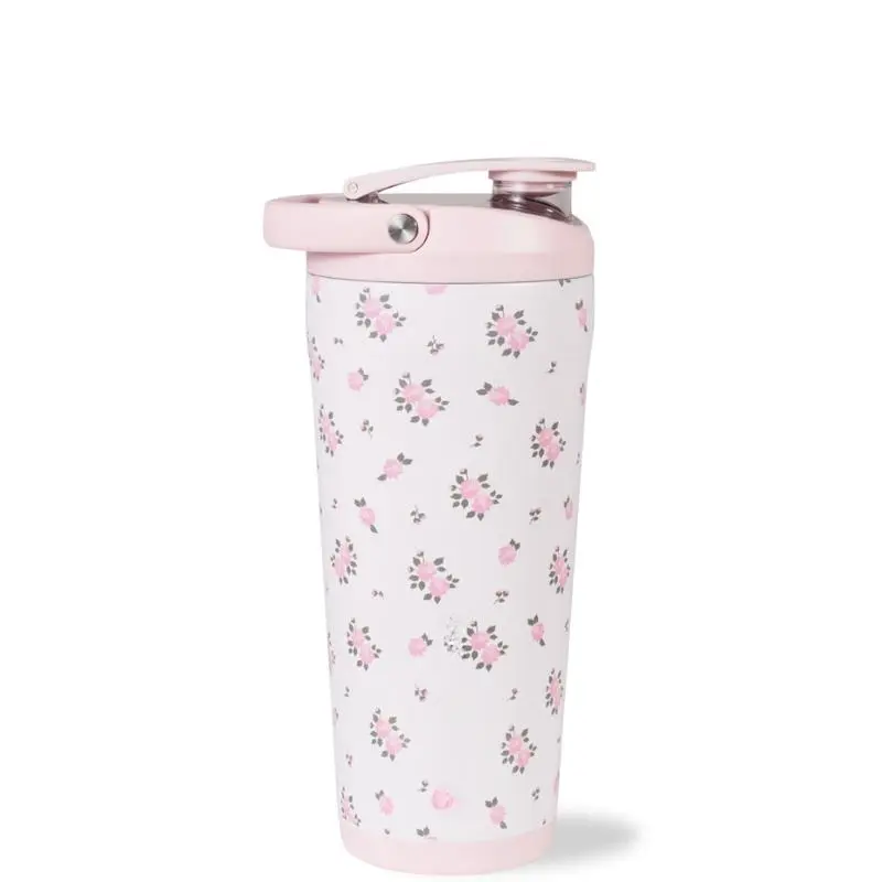 24oz Stainless Steel Insulated Shaker Tumbler - Leak-Proof, Portable, Silent Mixing Grate, No Clumps, No Noise, Carry-Handle, Flip-Up Lid, Heat-Resistant Premium Kitchenware Drinkware Vacuum Flask
