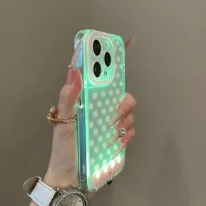 Sound-Control Glowing Full-Screen Dot Hollow Cartoon Phone Case Cover, Unique Call Light, Couple Style, Fits iPhone X/XR/XS MAX/11/12/13/14/15/16/17 Pro/Plus/Pro Max
