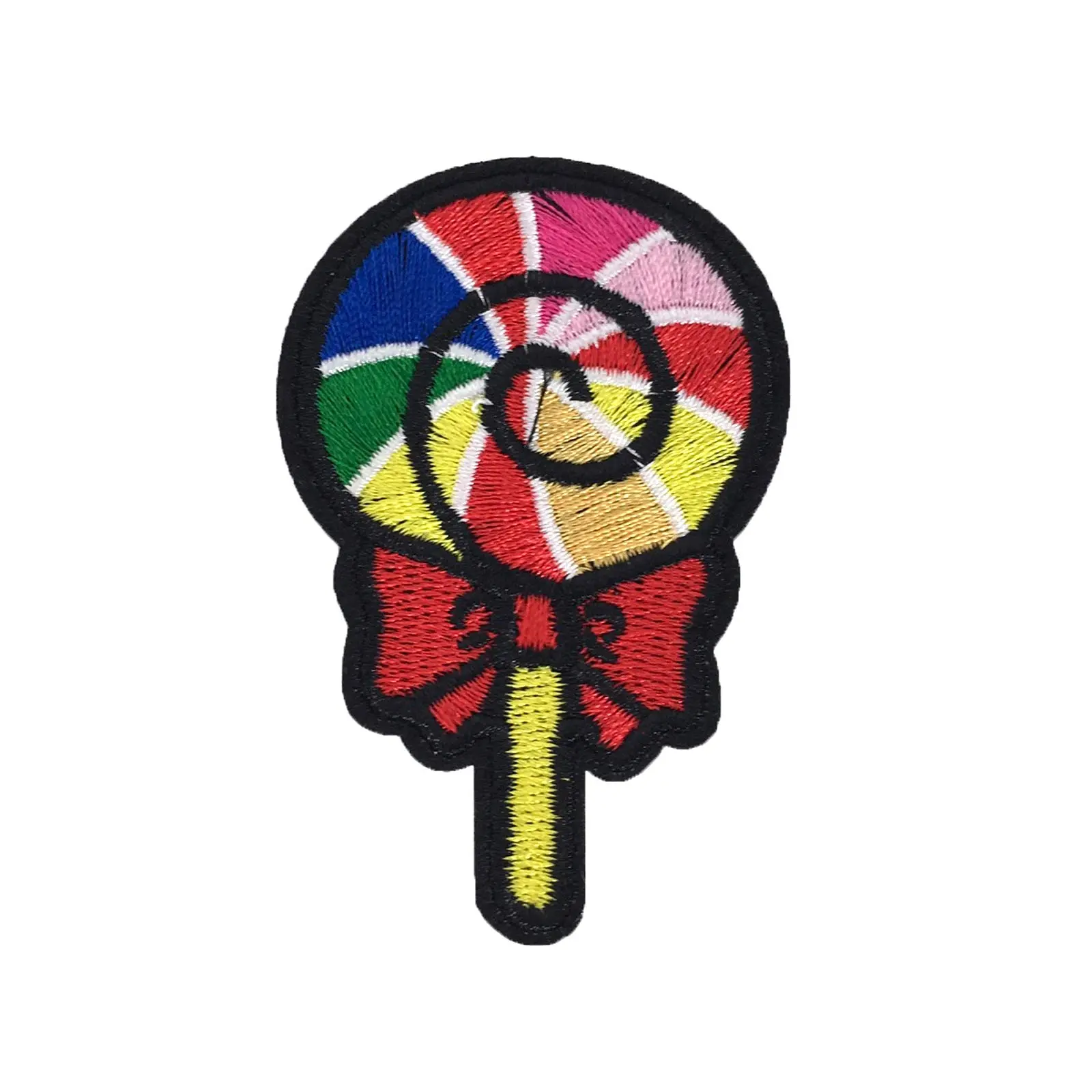 Colorful Sweet Style Rainbow Lollipop Fabric Applique Iron-On Embroidered Patch - Customizable DIY Specialty Supply for Personalizing Hobbies & Toys