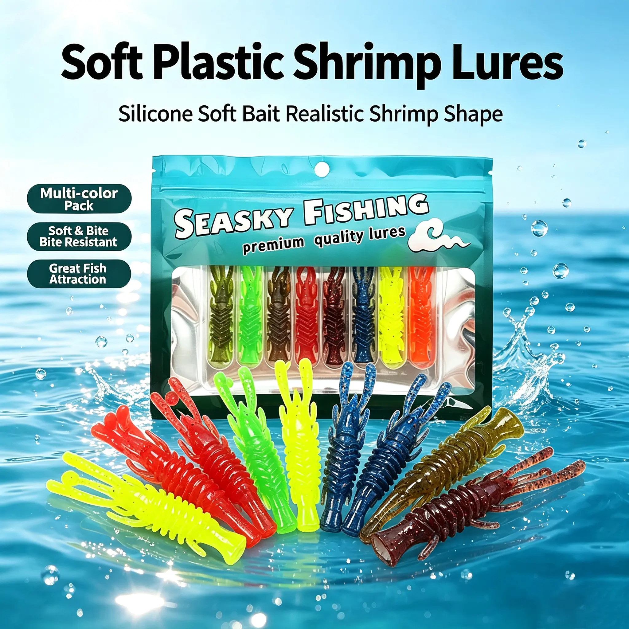 Realistic Shrimp Soft Plastic Fishing Lures