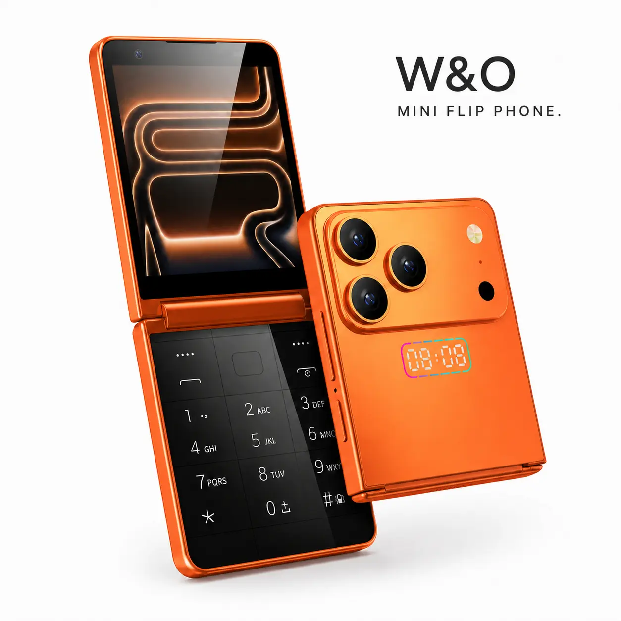 W&O G15 Mini Foldable Flip Smartphone, Android 15, 4GB RAM + 64GB Storage, 3.4" HD IPS Touchscreen, 4000mAh Battery, 5MP Front & 8MP Rear Camera, Dual SIM Compact Pocket Cellphone for Everyday Use