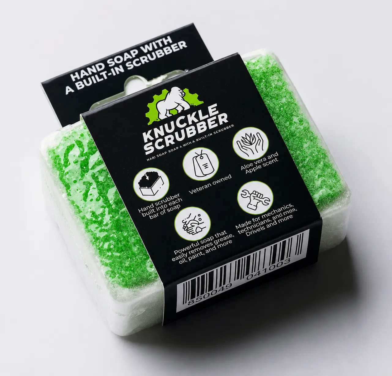 Knuckle Scrubber Bar Soap with Built in Scrubber - Mechanic Soap - 2 pack