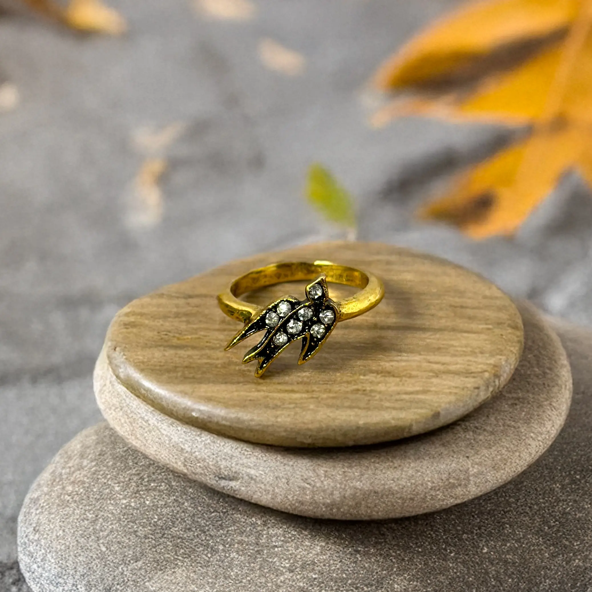 Gold Tone Bird Ring, Gift for Her, Nature Inspired Jewelry