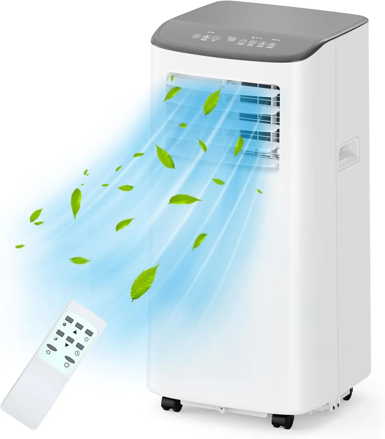 GarveeHome 8000 BTU Portable Air Conditioner - 3-In-1 Mode Unit with Fast Cooling, Dehumidifier & Fan, 24h Timer, Caster Wheels, LED Panel, Cools Up to 350 Sq Ft, Remote Control, White for Bedrooms, Convenient Design