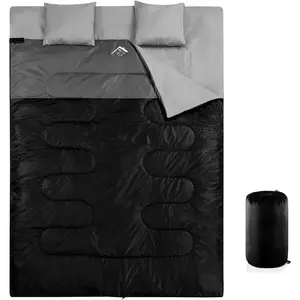 Double Sleeping Bag for Adults with 2 Pillows -  Size XL  Sleeping Bag for  Season Camping Hiking Backpacking 2 Person Sleeping Bags for Cold Weather & Warm
