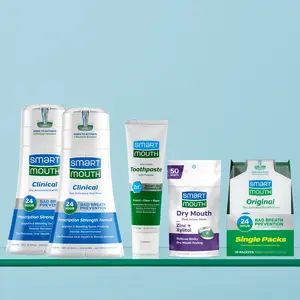 SmartMouth Prescription Strength Bundle – Clinical Zinc Activated Mouthwash (10.82oz 2 Pack) + Toothpaste (6oz) + Dry Mouth Mints (50 Count) & Original Travel Packs (10ct Box) | Anti-Gingivitis & Anti-Plaque Protection