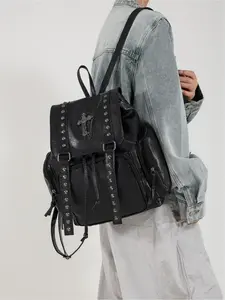 Punk Style Rivet Decor Backpack, Fashionable Backpack for Women & Girls, Casual Trendy Versatile High-quality Daily Commuting Bag, Cute Versatile Backpack