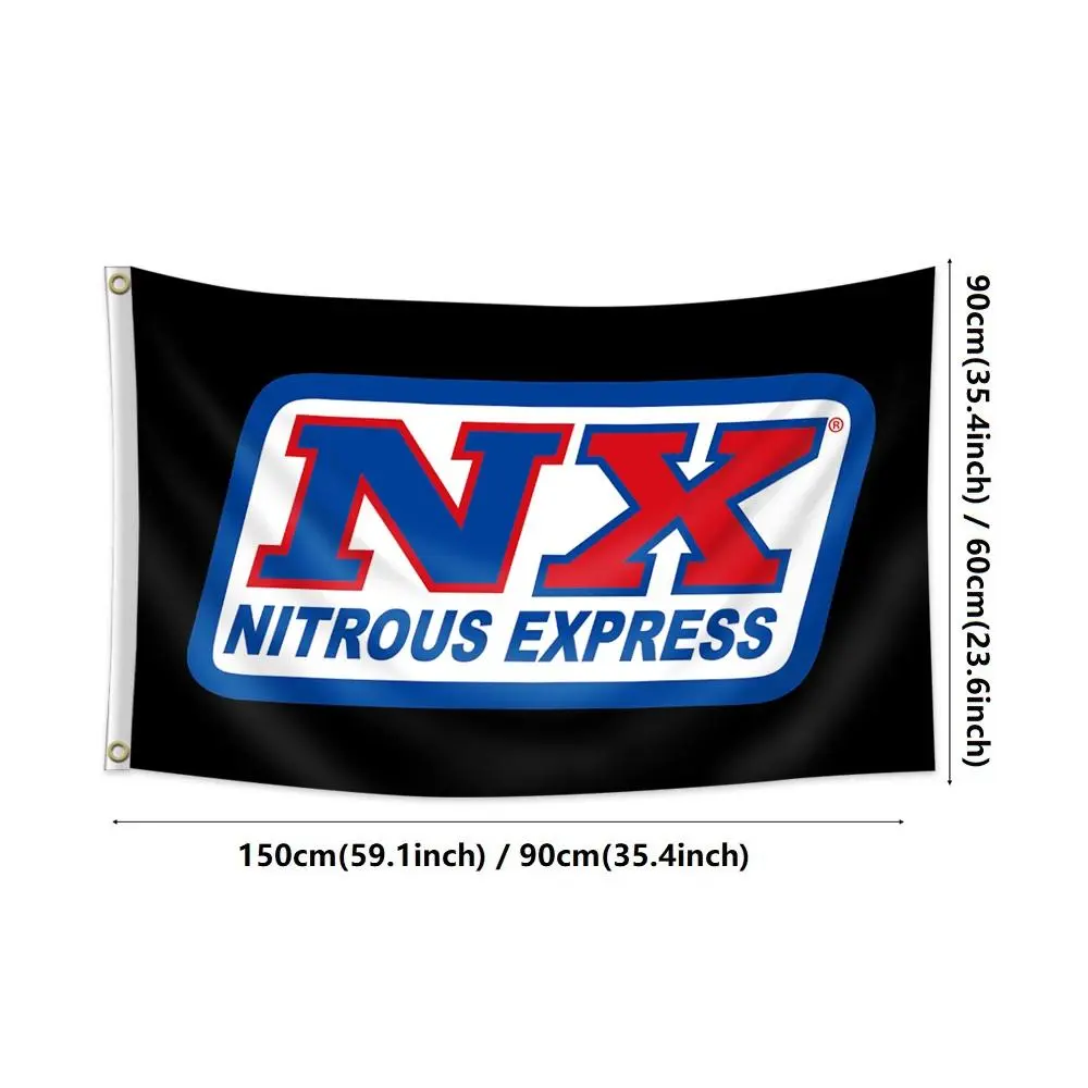 Nitrous Express Flag Banner, NX-Racing Flag Banner, Single-sided Printing Backdrop, Decorative Banner for Indoor, Outdoor, House, Yard, Garage, Decor, Party Decorations Banners