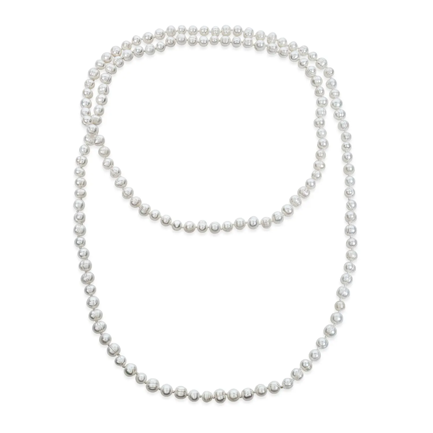 White Freshwater Pearl Endless Strand Necklace Long Double Wrap 36"