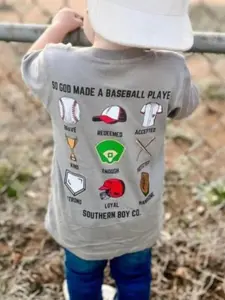 So God Made A Baseball Player Youth T-Shirt – Faith Baseball Graphic Tee, Inspirational Sports Shirt, Game Day Outfit, Gift Idea For Baseball Fans, Christian Apparel