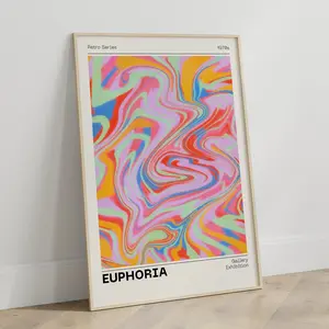 Retro Gradient Poster – Colorful Abstract Wall Art, Trendy Vintage Euphoria Aesthetic Print, Room Decor, Unframed
