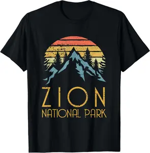 100% cotton Unisex Vintage Retro Zion National Park Utah T Shirt T-Shirt