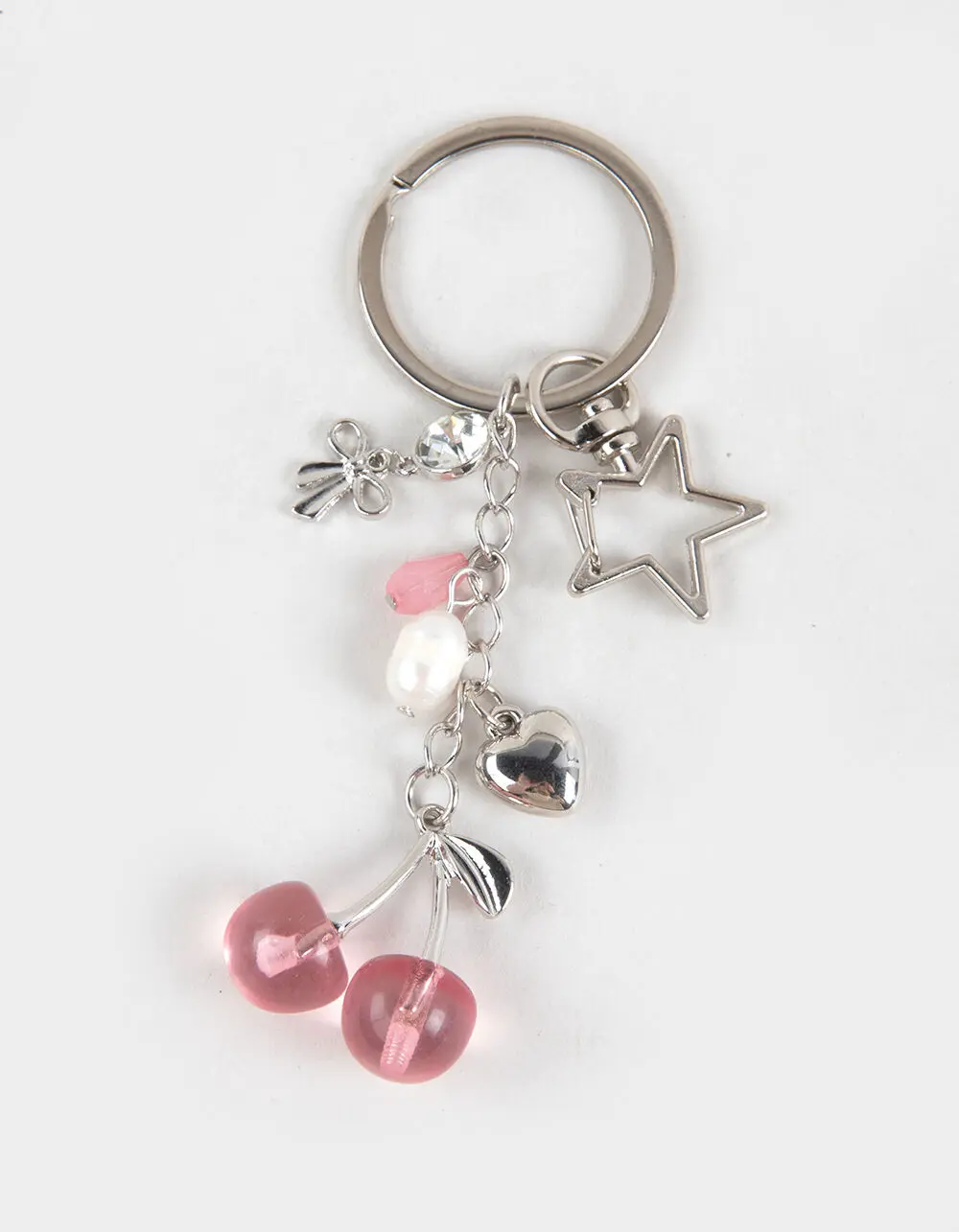 FULL TILT  Womens Multi Charm Y2K Bag Charm, Silver & Pink